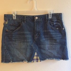 Demin skirt with plaid accents!